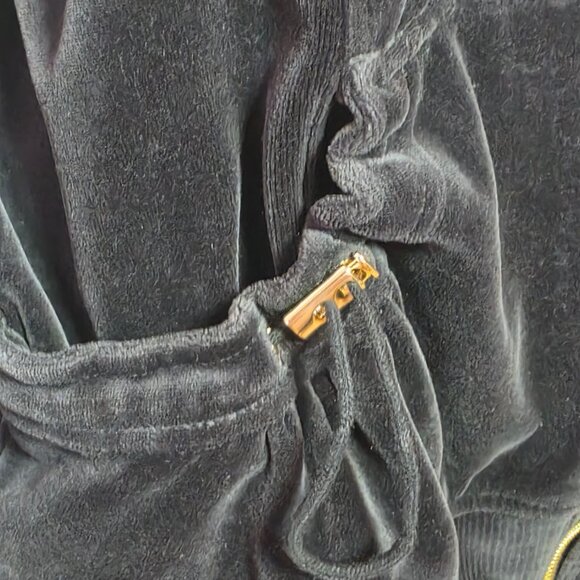 Jones New York Sport Velour Zip Hoodie Black Gold Zip XL - Picture 6 of 8
